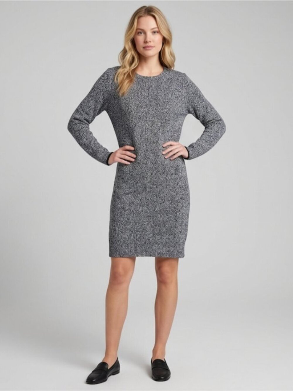 Roots Black/Gray Salt & Pepper Knit Sweater Dress